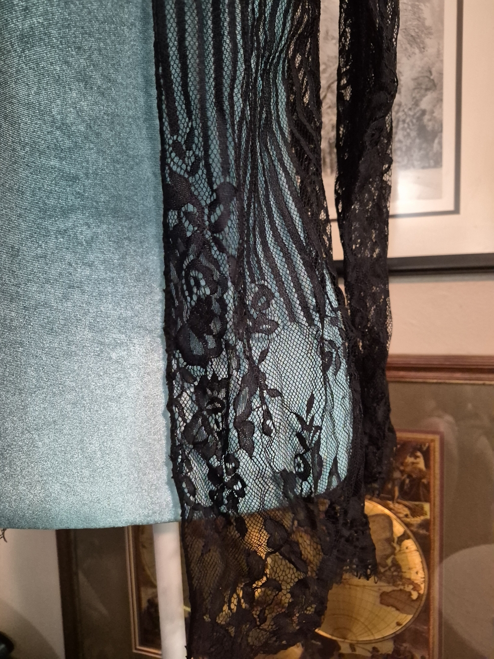 [SOLD]Black Floral Lace Sheer Open Front Cardigan Jacket - Picture 2 of 7